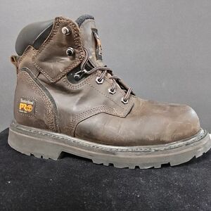 Timberland Pro Womens Brown Work Boot with Orange Logo Accent